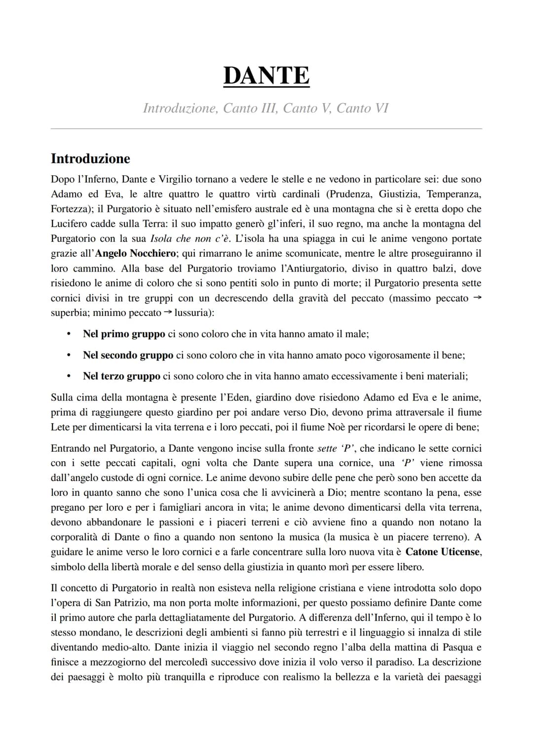 Introduzione
Dopo l'Inferno, Dante e Virgilio tornano a vedere le stelle e ne vedono in particolare sei: due sono
Adamo ed Eva, le altre qua
