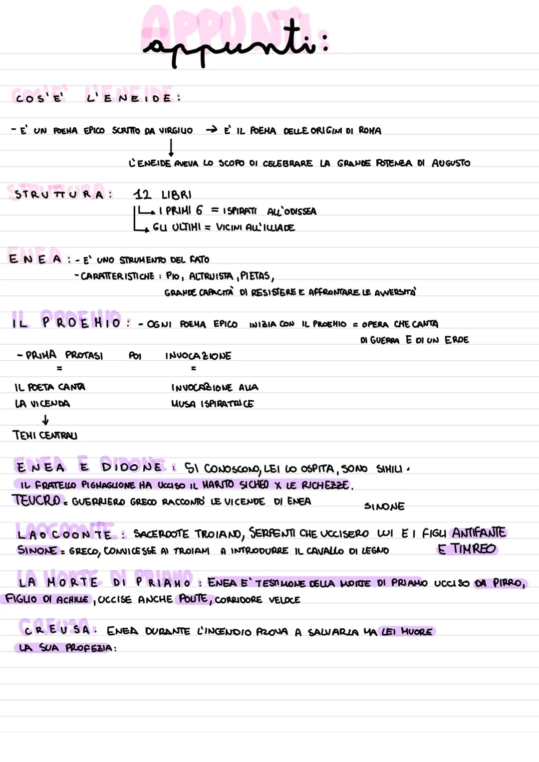 COS'E' L'ENEIDE:
- E' UN POEMA EPICO SCRITTO DA VIRGILIO
STRUTTURA:
appunti:
ар
IL PROEMIO:
=
CENEIDE AVEVA LO SCOPO DI CELEBRARE LA GRANDE 