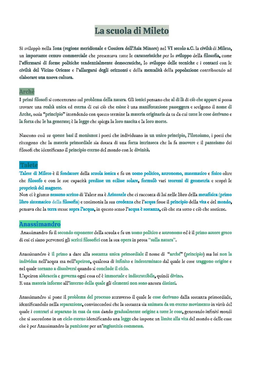 La scuola di Mileto 