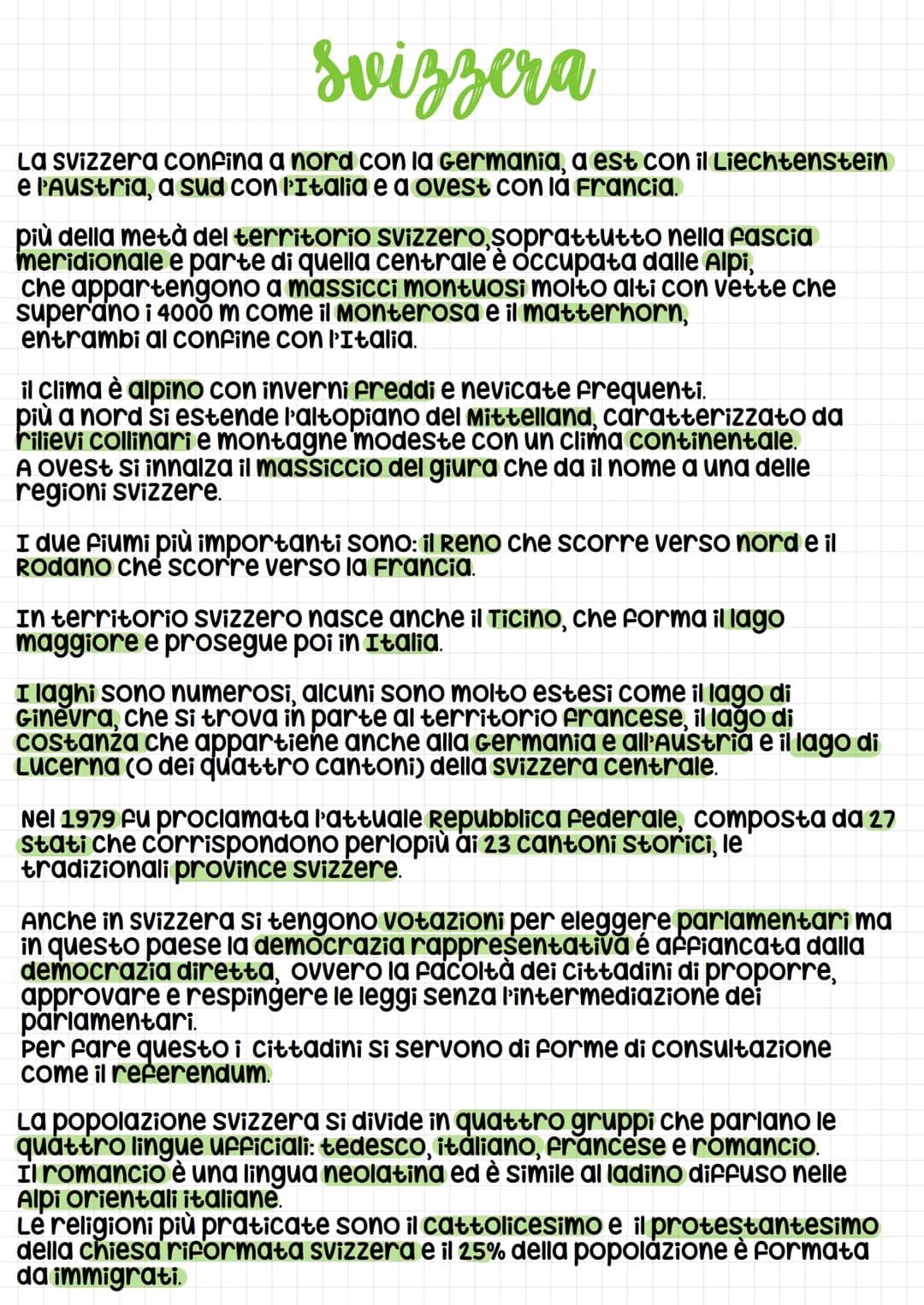 Svizzera
La Svizzera confina a nord con la Germania, a est con il Liechtenstein
e l'Austria, a sud con l'Italia e a ovest con la Francia.
pi
