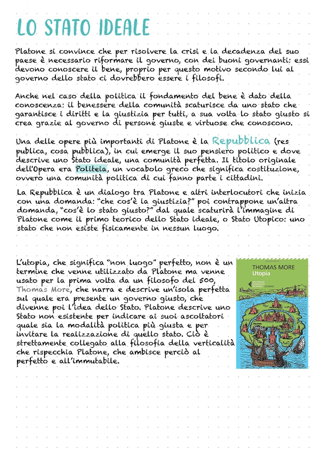 Platone: lo stato ideale + mito della caverna + mito del demiurgo