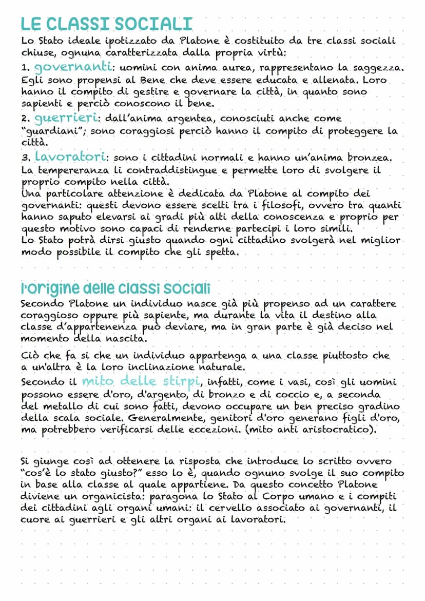LO STATO IDEALE
Platone si convince che per risolvere la crisi e la decadenza del suo
paese è necessario riformare il governo, con dei buoni