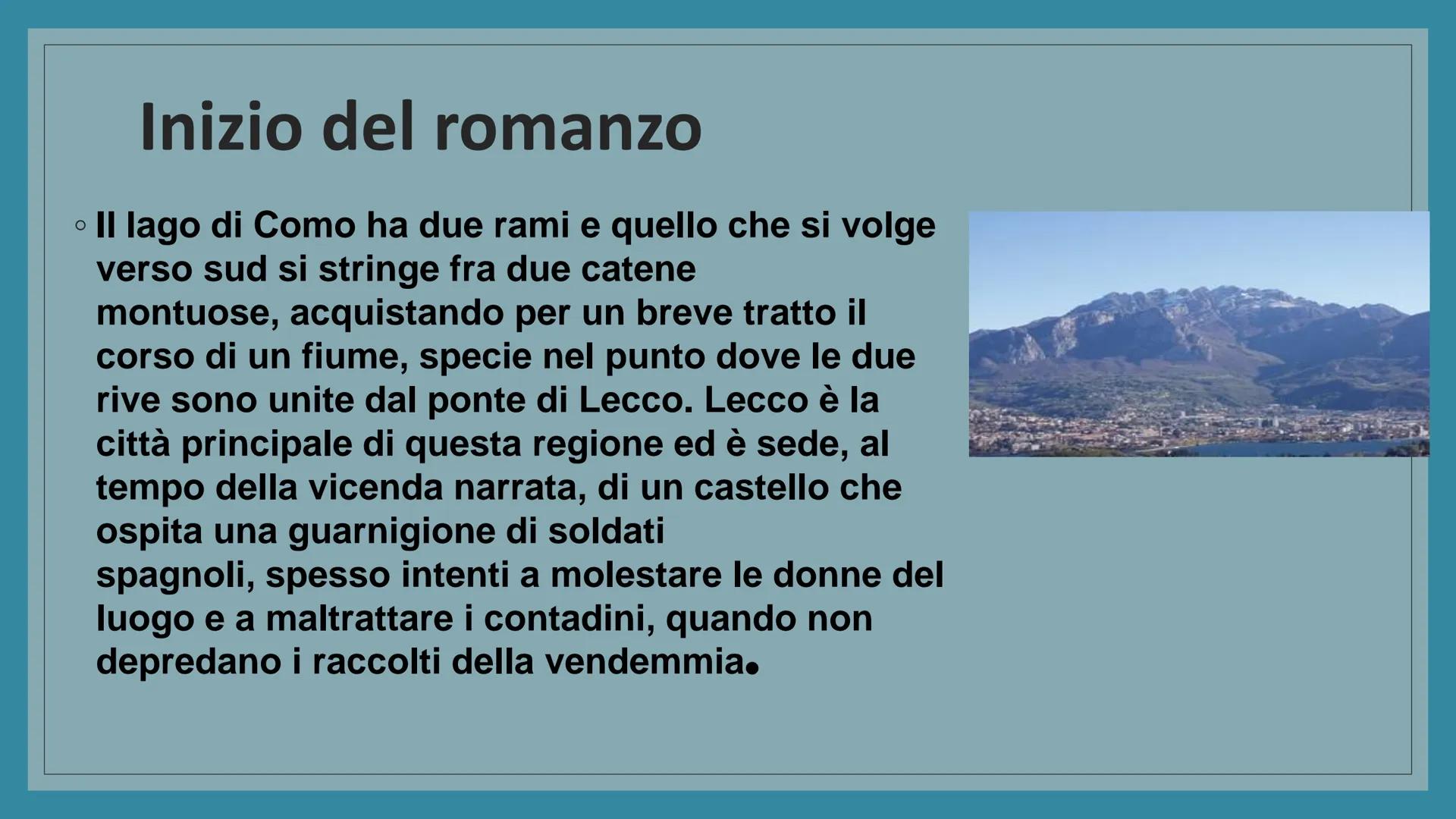 L'
ANALISI DEL TESTO
I PROMESSI SPOSI INTRODUZIONE
• "Che i due descritti di sopra stessero ivi ad aspettar
qualcheduno, era cosa troppo evi