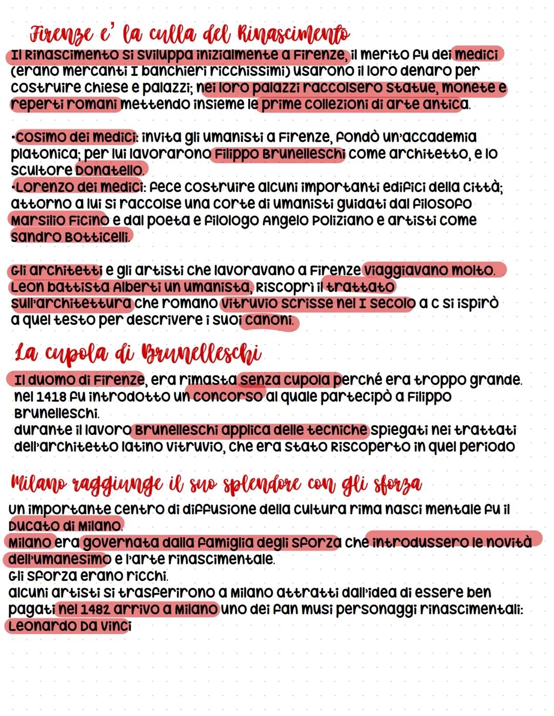 L'umanesimo e il rinasciments
1.1 La riscoperta dell'antichita' inizia in Italia:
Durante il medioevo, gli studiosi si erano occupati di teo
