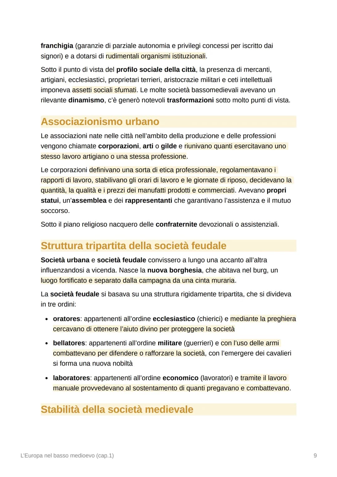 L'Europa nel basso medioevo
(cap.1)
1. Crescita demografica e innovazioni
tecniche
Ripresa dell'Europa e crescita demografica
Intorno all'an