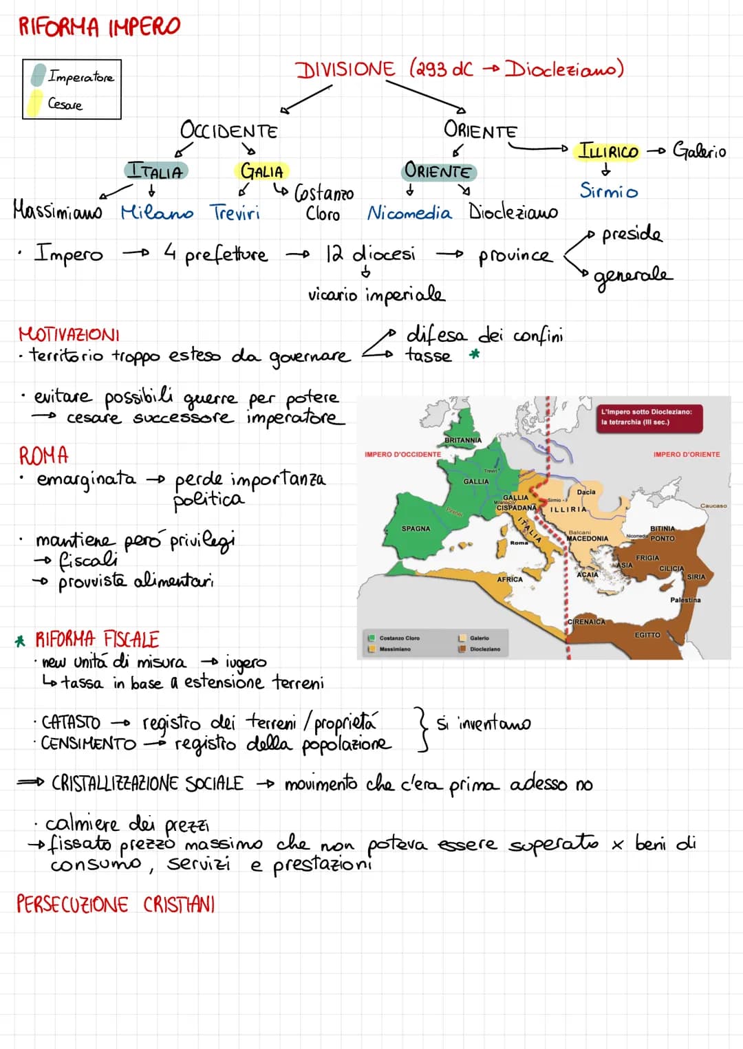 DIOCLEZIANO e la
DIVISIONE IMPERO,
COSTANTINO,
VALENTINIANO e VALENTE,
TEODOSIO e CADUTA
IMPERO RIFORMA IMPERO
.
Imperatore
Cesare
ITALIA
GA