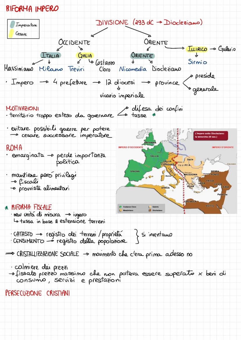 DIOCLEZIANO e la
DIVISIONE IMPERO,
COSTANTINO,
VALENTINIANO e VALENTE,
TEODOSIO e CADUTA
IMPERO RIFORMA IMPERO
.
Imperatore
Cesare
ITALIA
GA