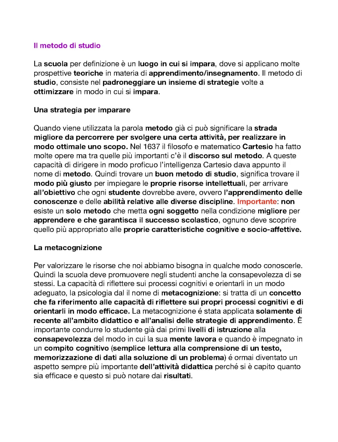 metodo di studio 