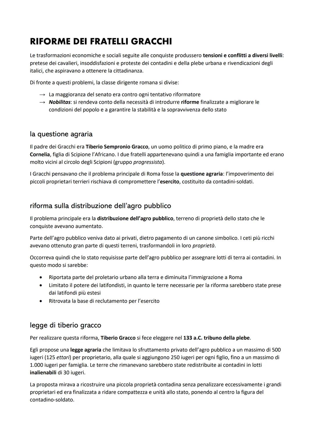 # RIFORME DEI FRATELLI GRACCHI

Le trasformazioni economiche e sociali seguite alle conquiste produssero tensioni e conflitti a diversi live