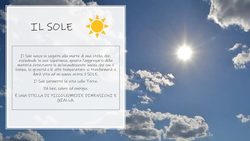 
<p>Il sistema solare è composto da diversi elementi, tra cui:</p>
<h2 id="ilsoleeilsistemasolare">Il Sole e il Sistema Solare</h2>
<p>Il si
