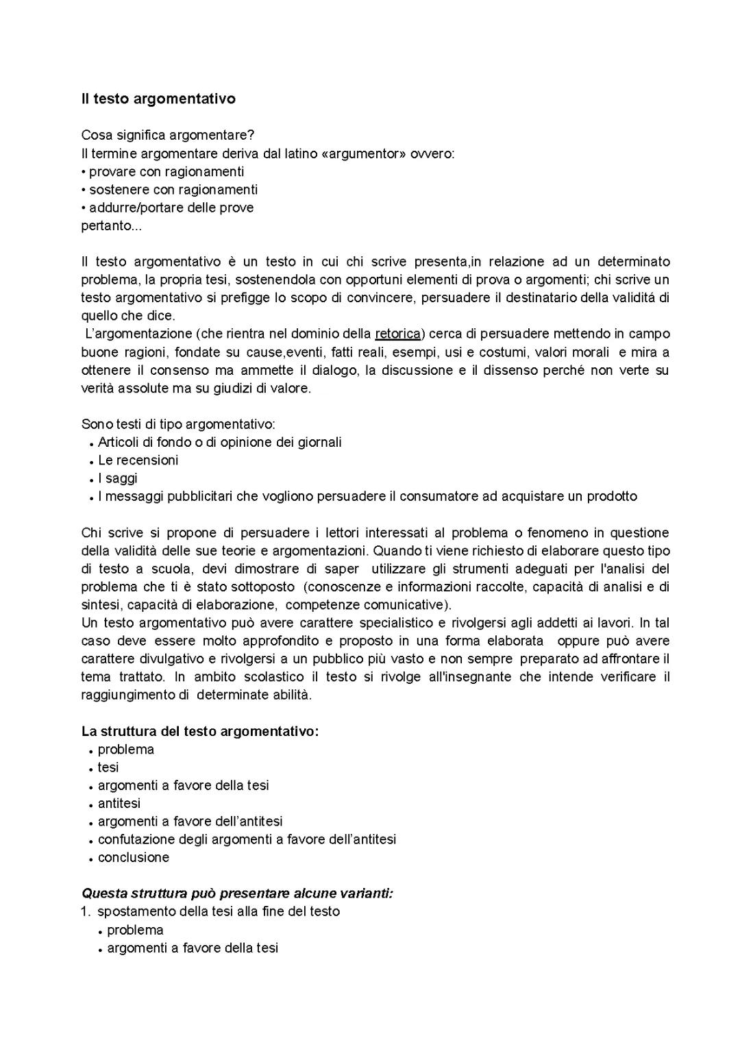 Il testo argomentativo
