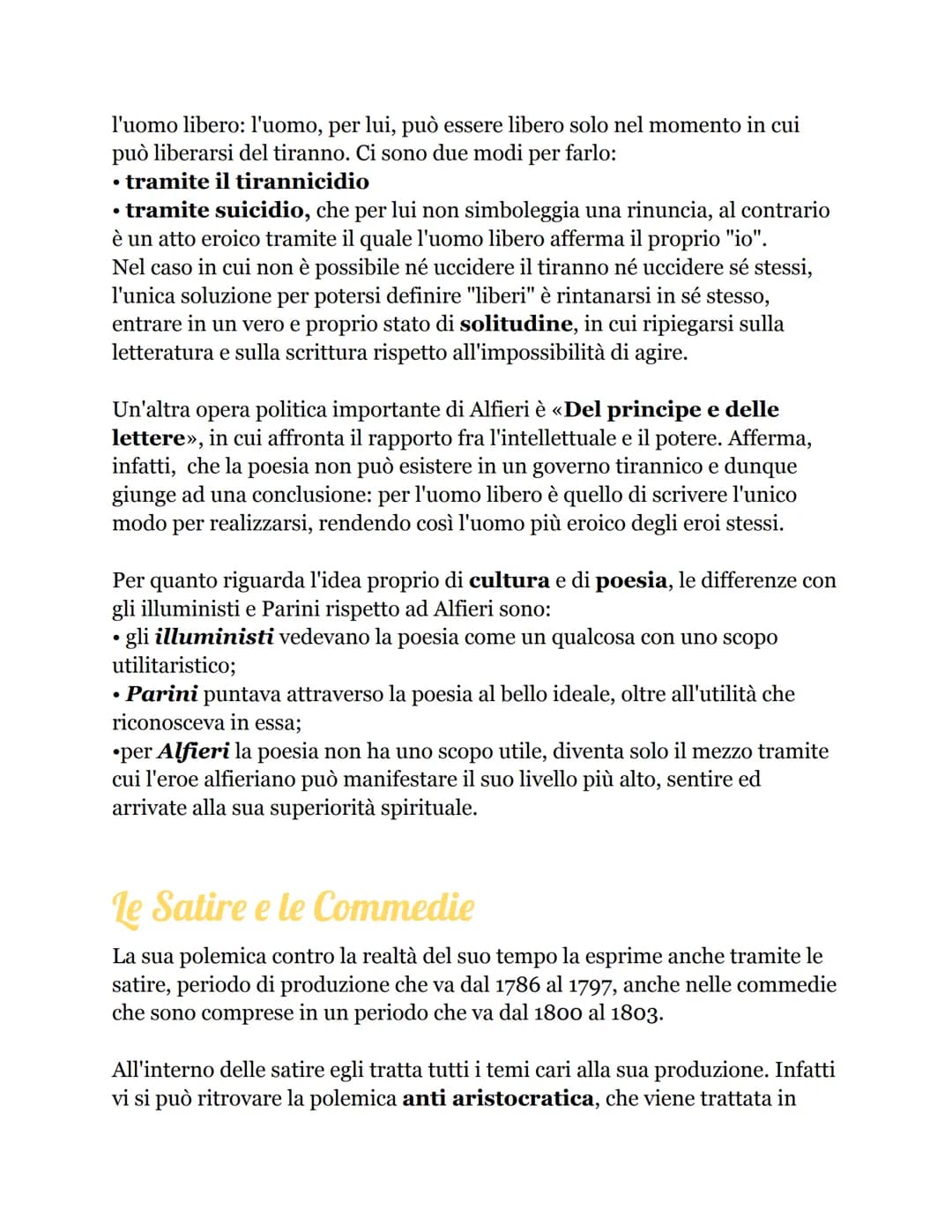 Contesto storico
Per inquadrare la figura di Alfieri è necessario dire che fra la fine del
Settecento e l'inizio dell'Ottocento, precisament
