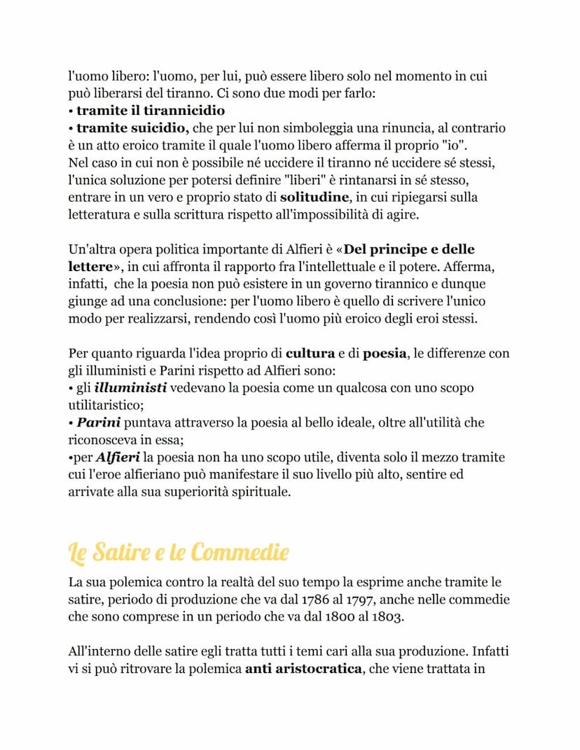 Contesto storico
Per inquadrare la figura di Alfieri è necessario dire che fra la fine del
Settecento e l'inizio dell'Ottocento, precisament