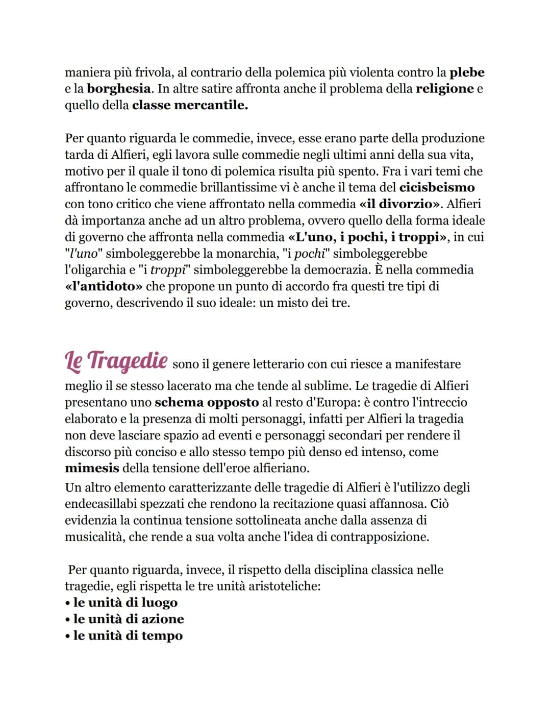 Contesto storico
Per inquadrare la figura di Alfieri è necessario dire che fra la fine del
Settecento e l'inizio dell'Ottocento, precisament