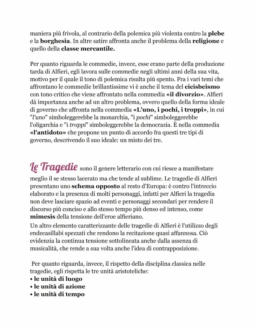Contesto storico
Per inquadrare la figura di Alfieri è necessario dire che fra la fine del
Settecento e l'inizio dell'Ottocento, precisament