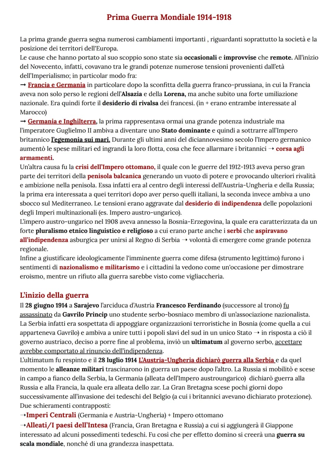 Prima Guerra Mondiale 1914-1918
La prima grande guerra segna numerosi cambiamenti importanti, riguardanti soprattutto la società e la
posizi