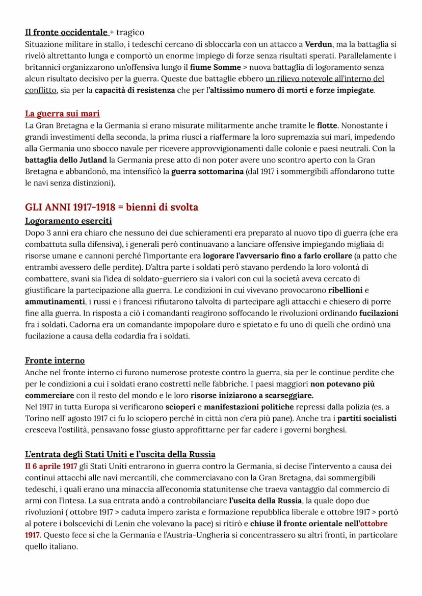 Prima Guerra Mondiale 1914-1918
La prima grande guerra segna numerosi cambiamenti importanti, riguardanti soprattutto la società e la
posizi