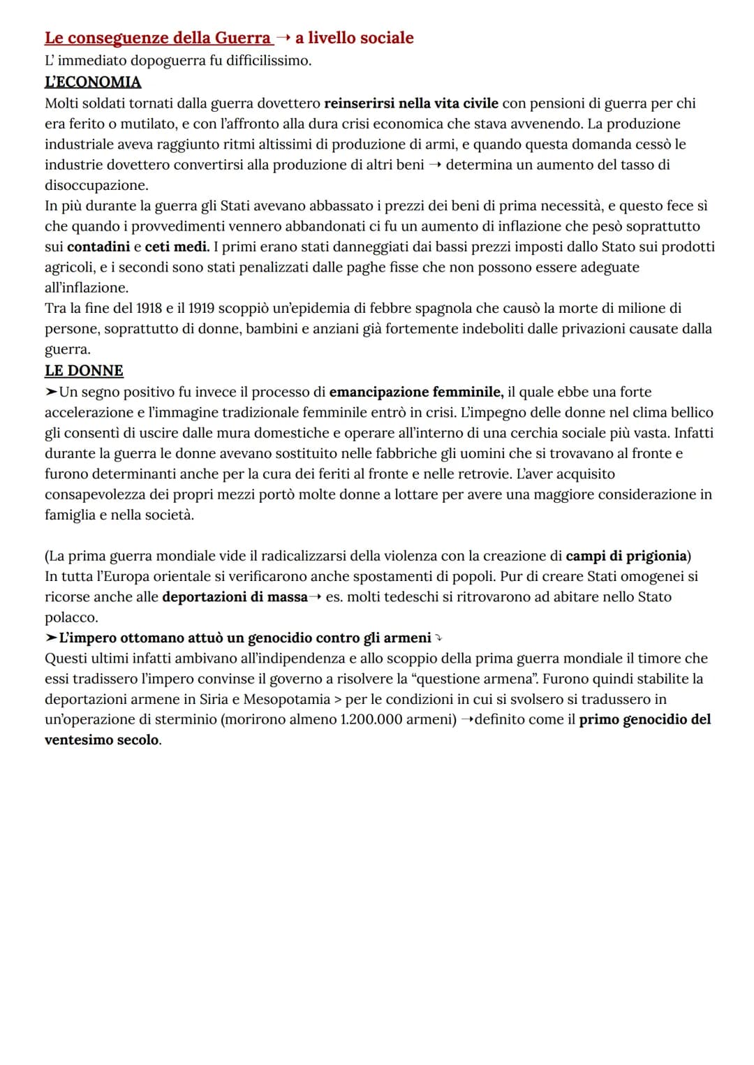 Prima Guerra Mondiale 1914-1918
La prima grande guerra segna numerosi cambiamenti importanti, riguardanti soprattutto la società e la
posizi