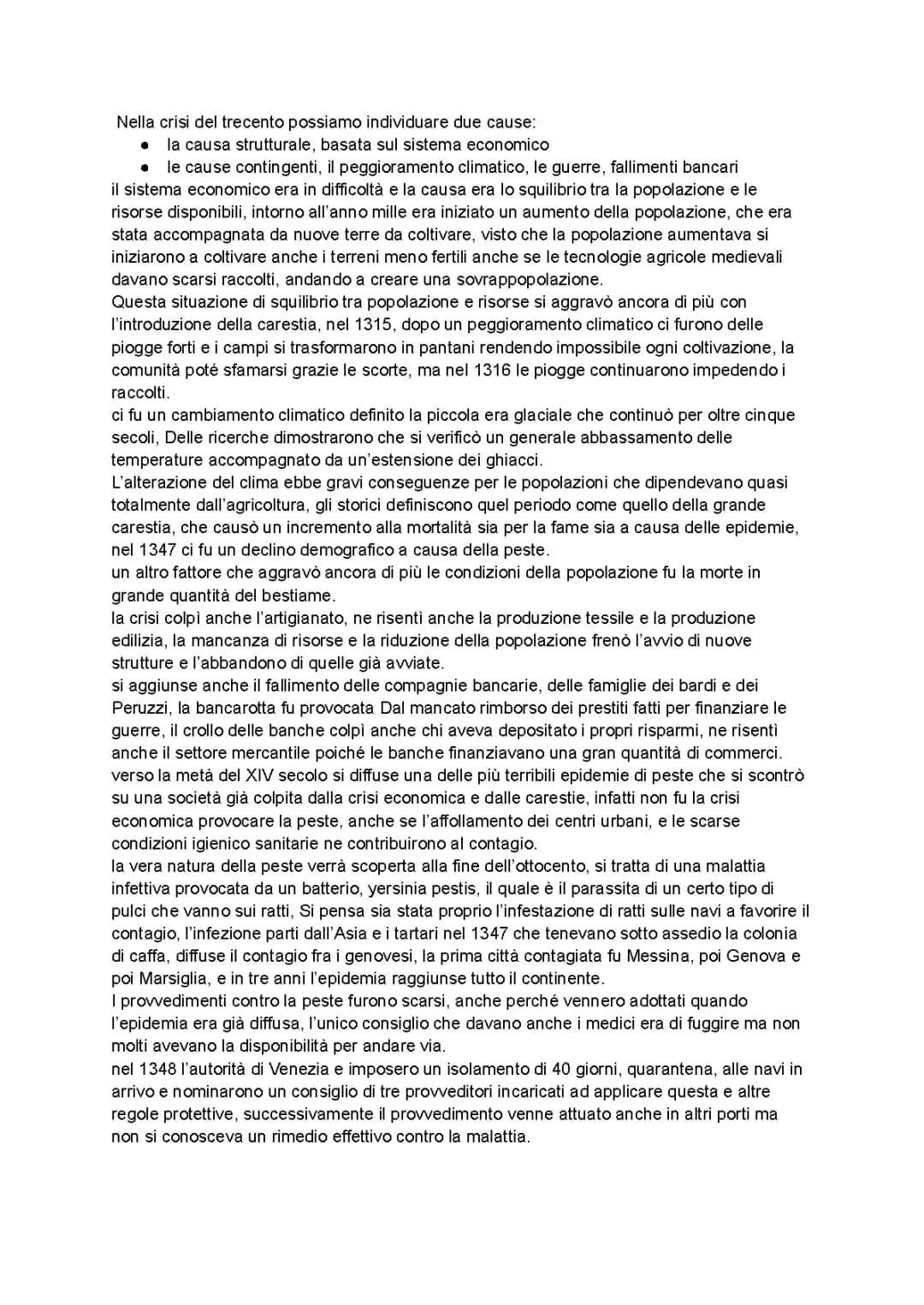 La Crisi del '300 Riassunto PDF e Peste Nera Spiegata per Bambini