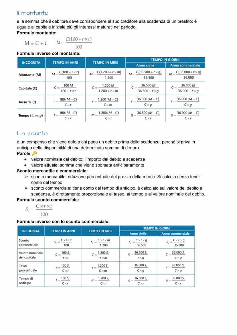 L'interesse
E' il corrispettivo spettante a chi cede la disponibilità di una somma di denaro per un certo periodo
di tempo.
I fattori che de