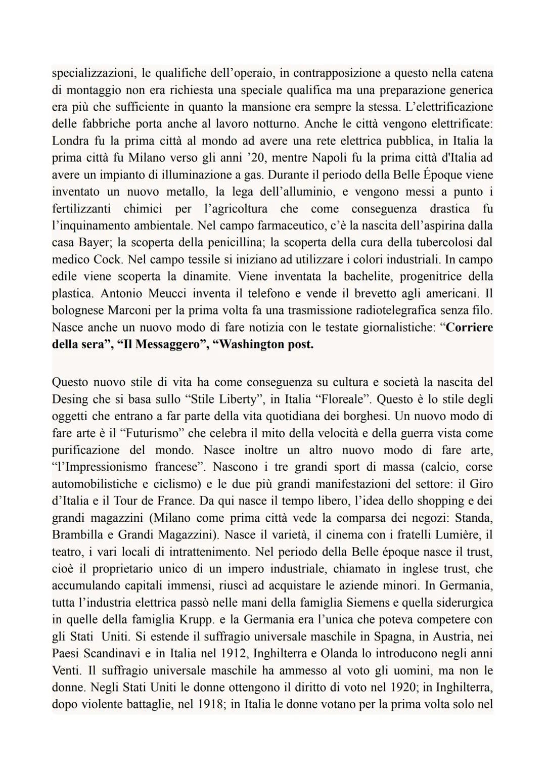 Belle époque
Sono chiamati Belle époque gli anni 1880-1914 celebrati dalla borghesia europea
come l'Età del suo trionfo e di un benessere ma