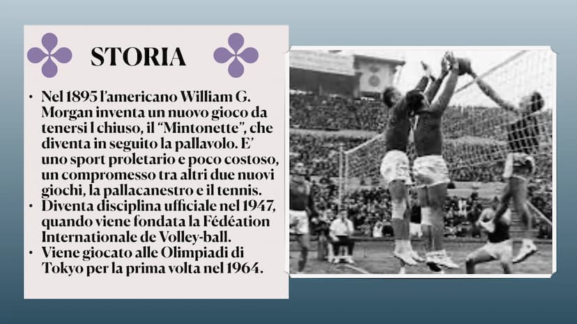 7
LA PALLAVOLO spo
14 INFORMAZIONI
GENERALI
La pallavolo è uno sport di squadra,
che si svolge tra due squadre con in
campo sei giocatori e 