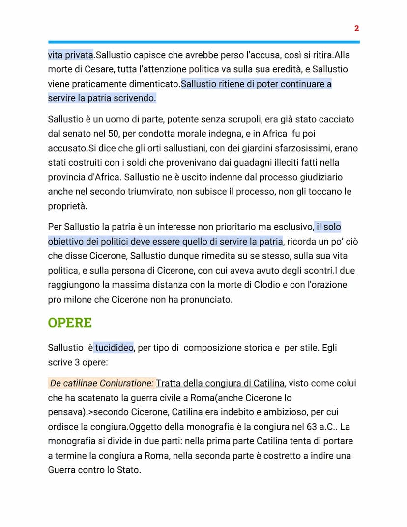 
<p>Nato nell'86 a.C. e morto nel 35 a.C., si suppone che Sallustio appartenesse alla nobiltà municipale. Durante il periodo difficile di Ro