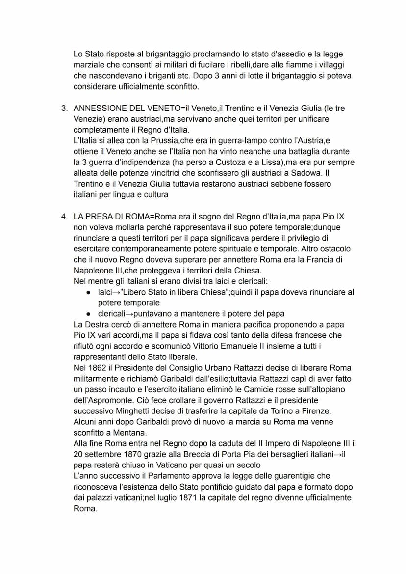 La "Destra Storica"
1859-1861-tramite annessioni al regno di Sardegna di vari stati italiani,si arrivò
all'unificazione anche se incompleta 