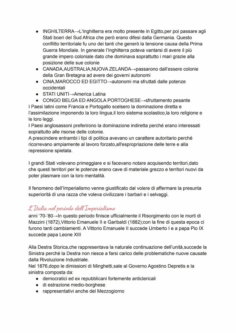 La "Destra Storica"
1859-1861-tramite annessioni al regno di Sardegna di vari stati italiani,si arrivò
all'unificazione anche se incompleta 