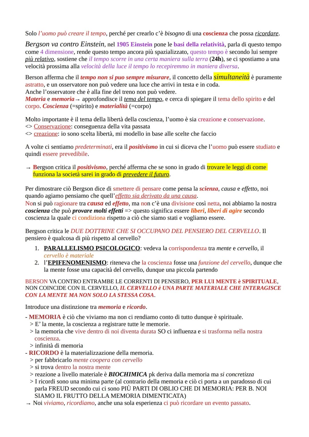 ●
●
●
HENRI BERGSON
contrapposto al positivismo ce lo spiritualismo
a cavallo tra '800 e '900
è francese
considera il positivismo arrogante 