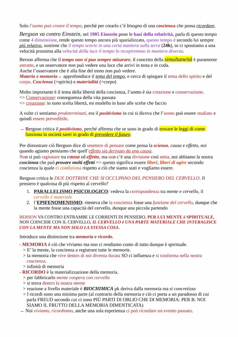 ●
●
●
HENRI BERGSON
contrapposto al positivismo ce lo spiritualismo
a cavallo tra '800 e '900
è francese
considera il positivismo arrogante 