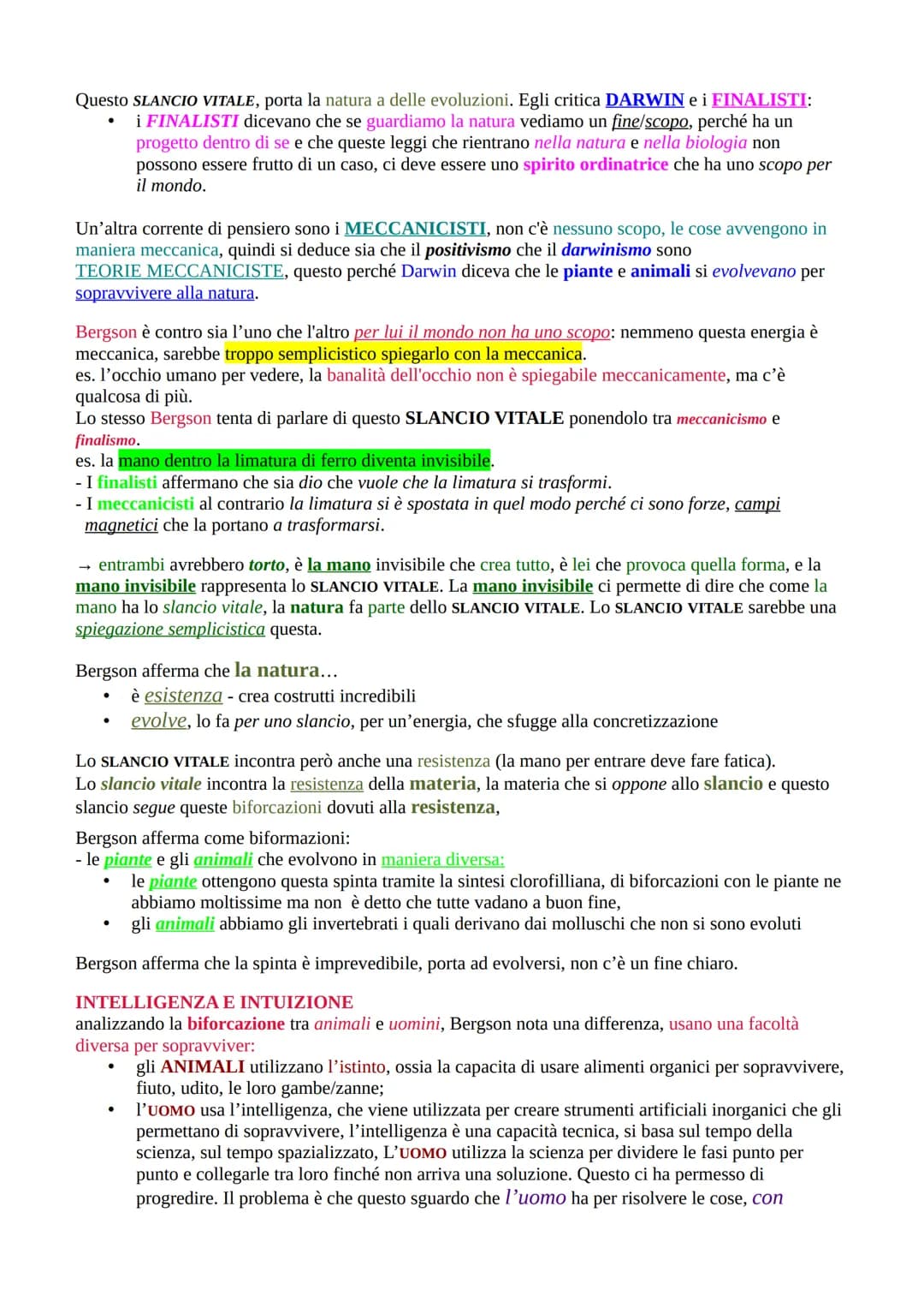 ●
●
●
HENRI BERGSON
contrapposto al positivismo ce lo spiritualismo
a cavallo tra '800 e '900
è francese
considera il positivismo arrogante 