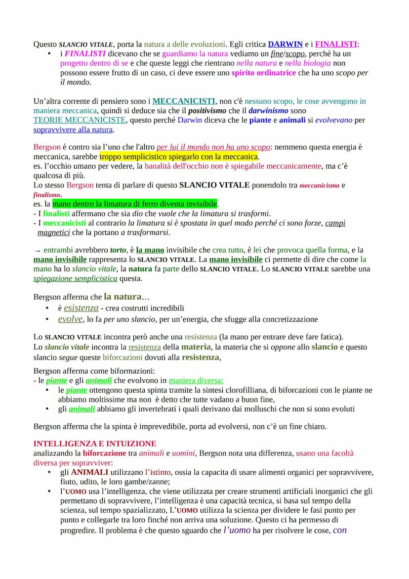 ●
●
●
HENRI BERGSON
contrapposto al positivismo ce lo spiritualismo
a cavallo tra '800 e '900
è francese
considera il positivismo arrogante 