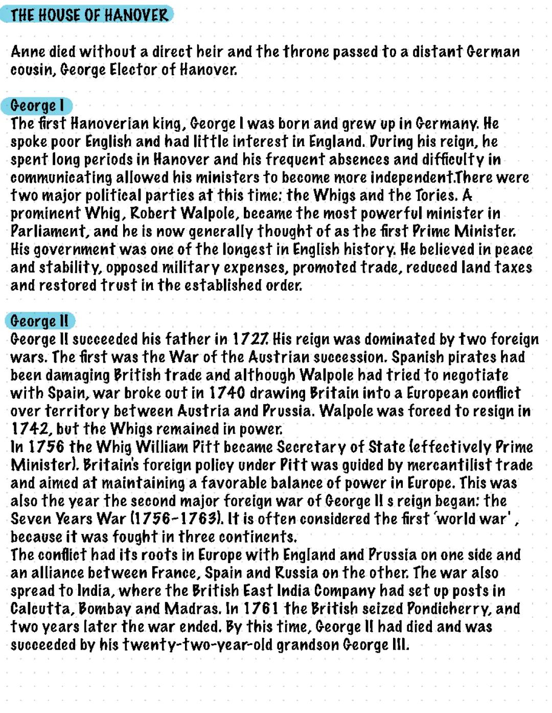 the house of Hanover: George I&II+ whigs&tories+Augustan society +social reality 