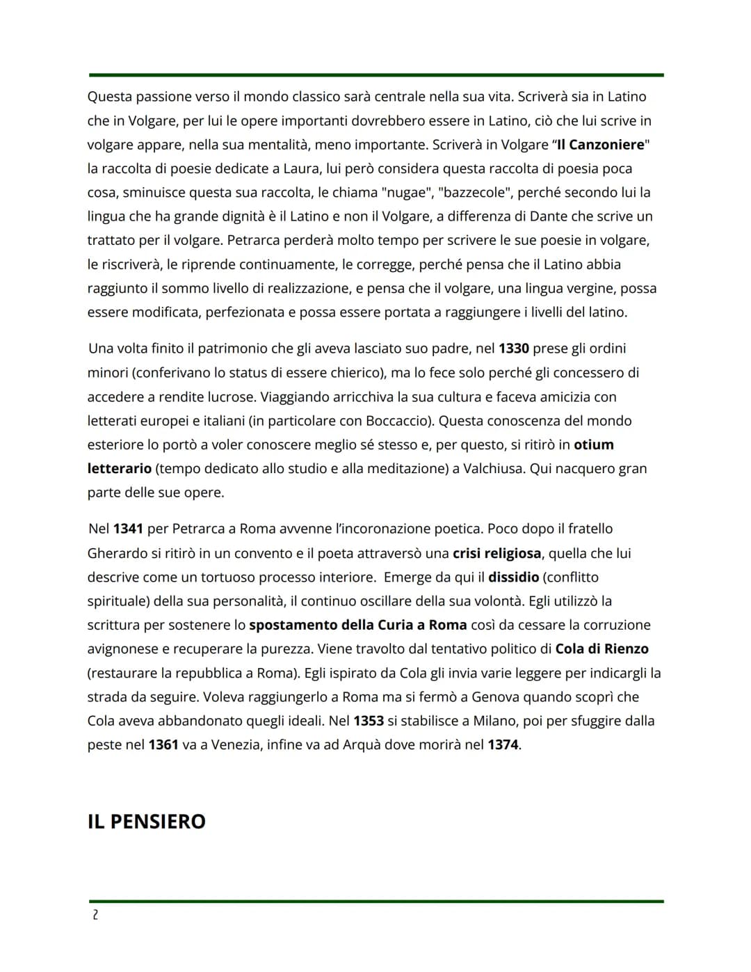 letteratura
FRANCESCO PETRARCA
capitolo cinque
LA VITA
Petrarca nasce nel 1304, ad Arezzo, da una famiglia fiorentina di condizione borghese