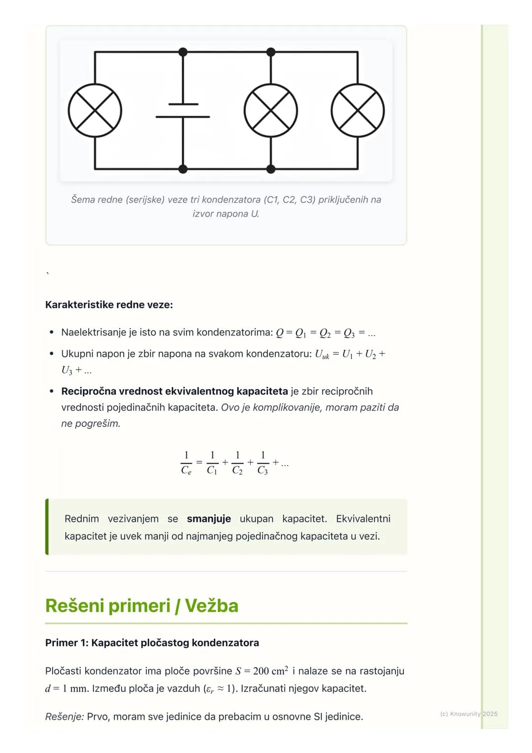 # Kondenzatori i Kapacitet

Uvod u kondenzatore

Kondenzatori su elektronske komponente čija je osnovna funkcija da skladište
električnu ene