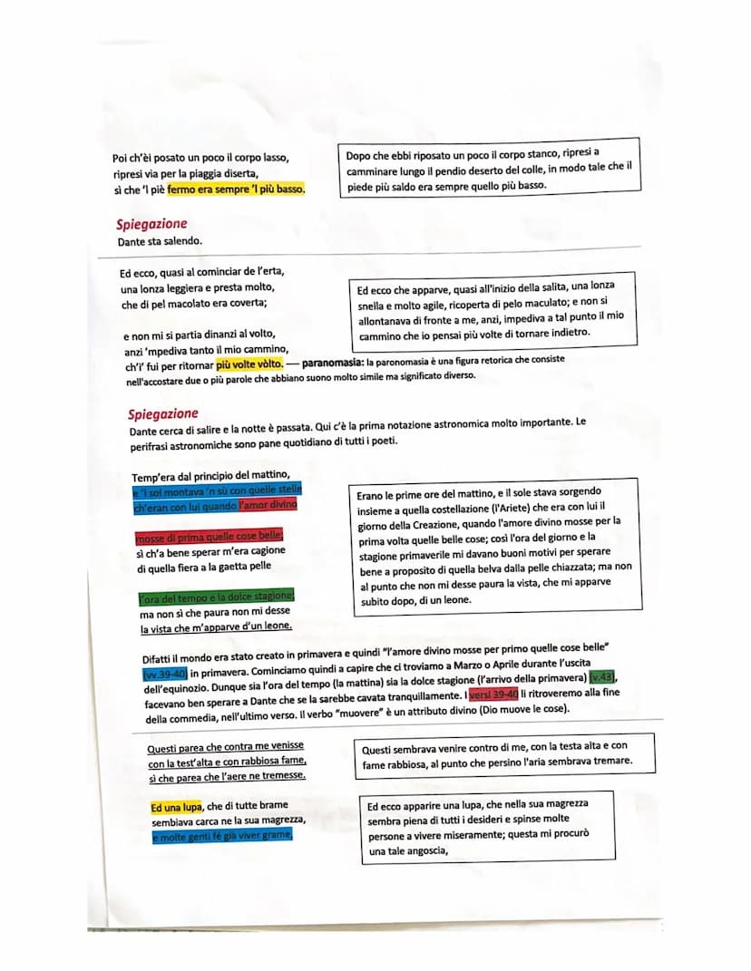 CANTO I
Nel mezzo del cammin di nostra vita
mi ritrovai per una selva oscura,
ché la diritta via era smarrita.
Spiegazione
La prima notazion