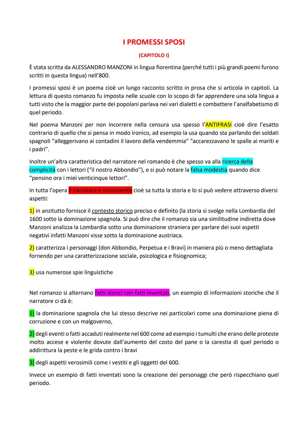 I PROMESSI SPOSI
(CAPITOLO I)
È stata scritta da ALESSANDRO MANZONI in lingua fiorentina (perché tutti i più grandi poemi furono
scritti in 