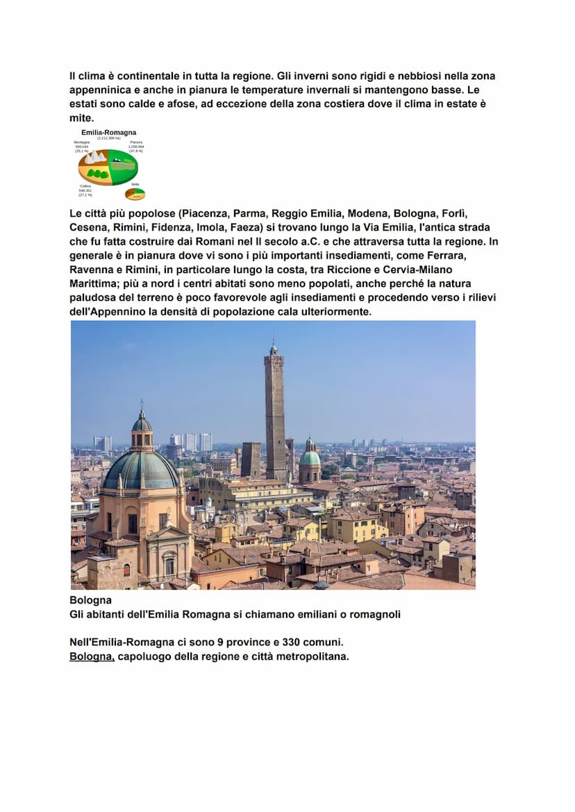 Emilia-Romagna
Piacenza
Parma
EMILIA
Reggio Emilia
ROMAGNA
Modena
Ferrara
Ravenna
Bologna
Forlì-
Cesena
L'Emilia Romagna è una regione itali