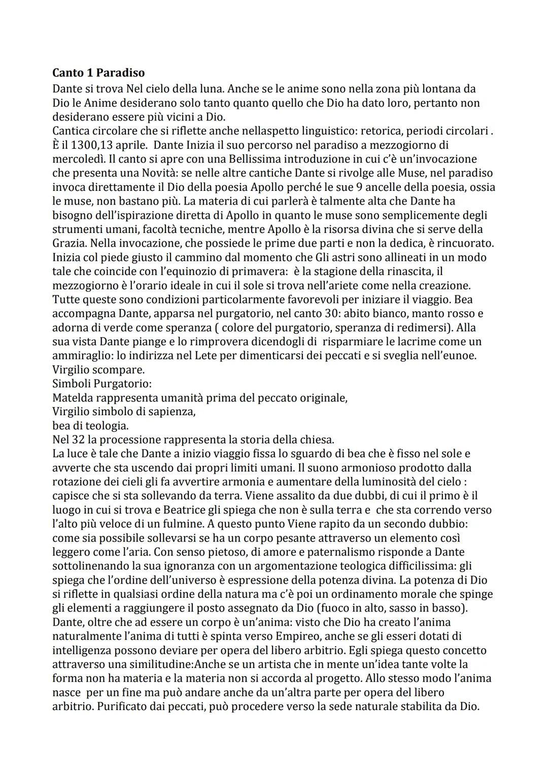 # Canto 1 Paradiso

Dante si trova Nel cielo della luna. Anche se le anime sono nella zona più lontana da
Dio le Anime desiderano solo tanto