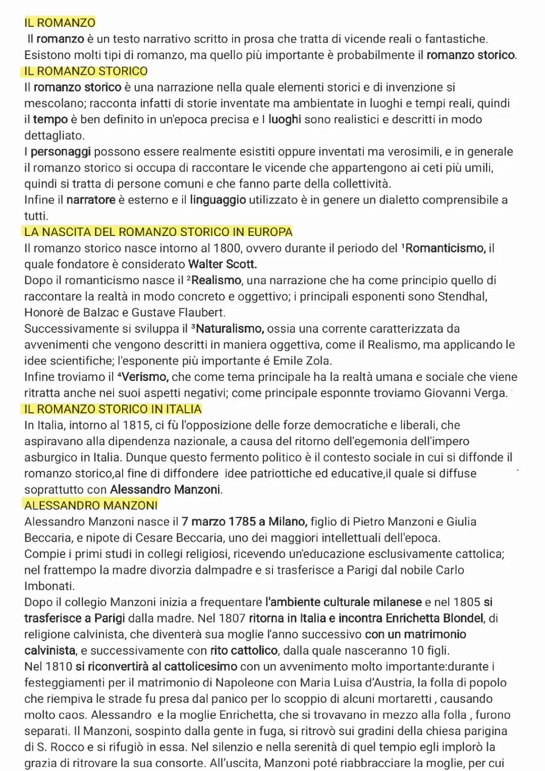 Il romanzo storico - Alessandro manzoni - I Promessi Sposi - (primo, secondo e terzo capitolo)