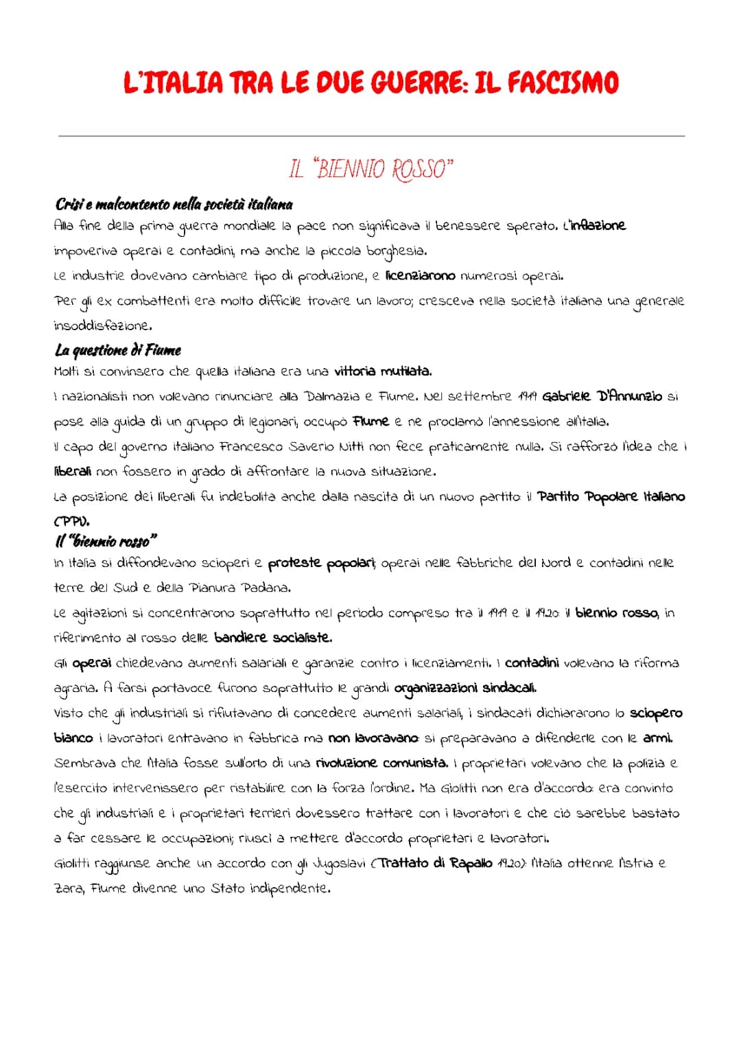 L'Italia fra le due guerre: il fascismo