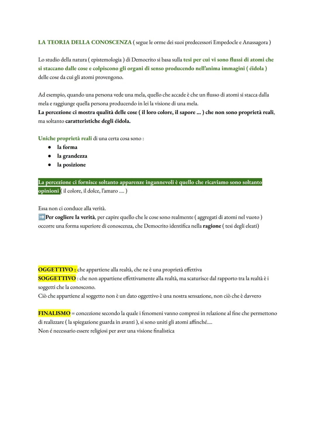 DEMOCRITO (pp. 72 a 75 + Classroom)
Democrito identifica l'ESSERE con la pluralità di elementi materiali che egli definisce ATOMI
Non essere
