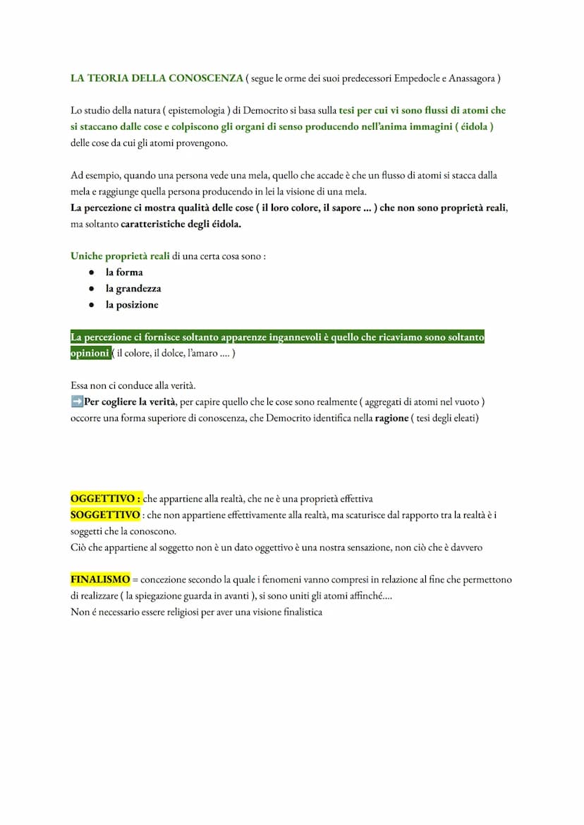 DEMOCRITO (pp. 72 a 75 + Classroom)
Democrito identifica l'ESSERE con la pluralità di elementi materiali che egli definisce ATOMI
Non essere