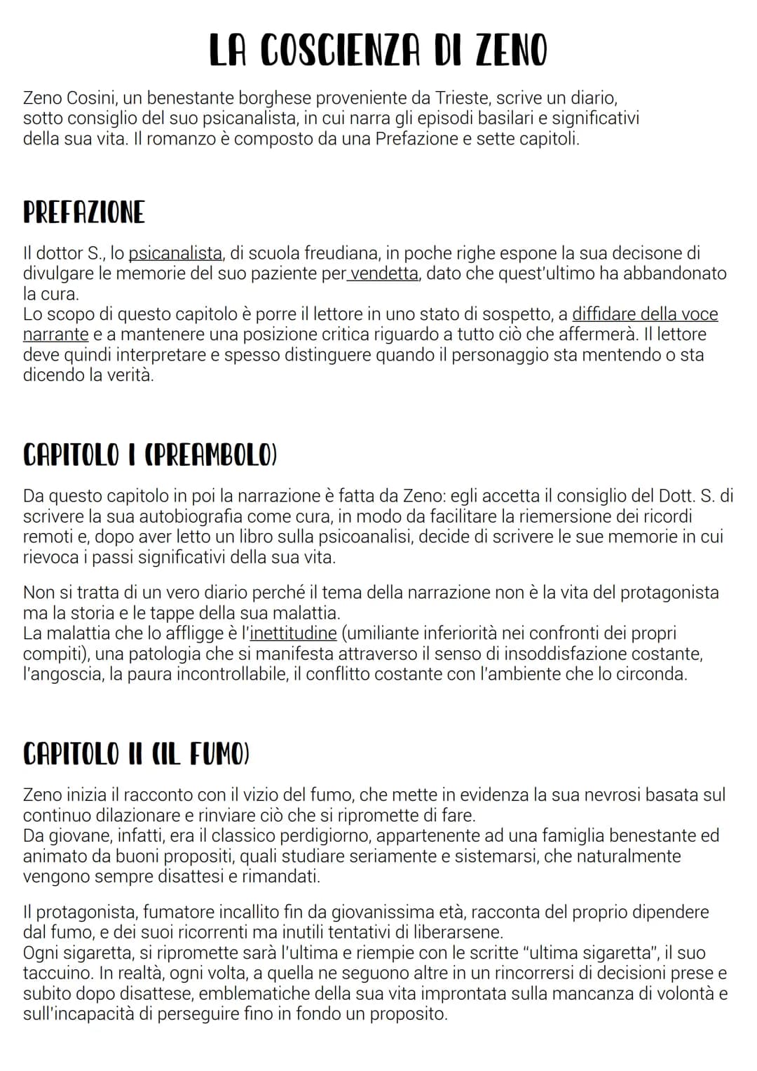 LA COSCIENZA DI ZENO
Zeno Cosini, un benestante borghese proveniente da Trieste, scrive un diario,
sotto consiglio del suo psicanalista, in 