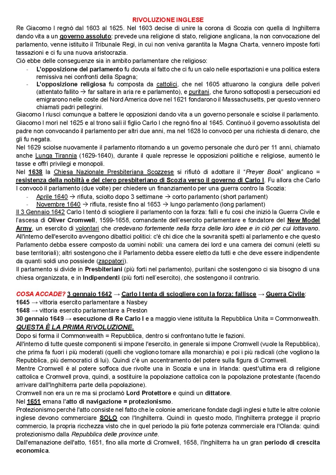 RIVOLUZIONE INGLESE