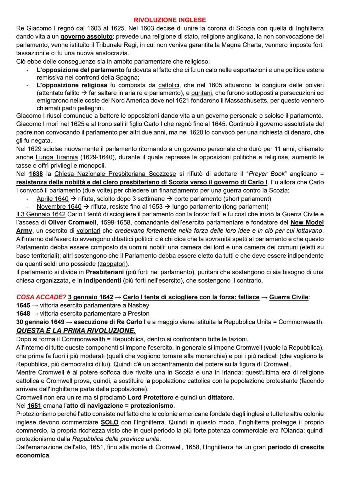 RIVOLUZIONE INGLESE
Re Giacomo I regnò dal 1603 al 1625. Nel 1603 decise di unire la corona di Scozia con quella di Inghilterra
dando vita a