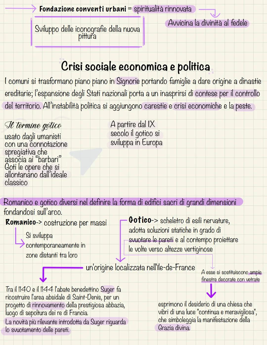 Il Gotico
Il Gotico nasce in Francia alla metà del XII secolo e si diffonde in Europa cambiando il
modo di concepire l'architettura.
In Ital