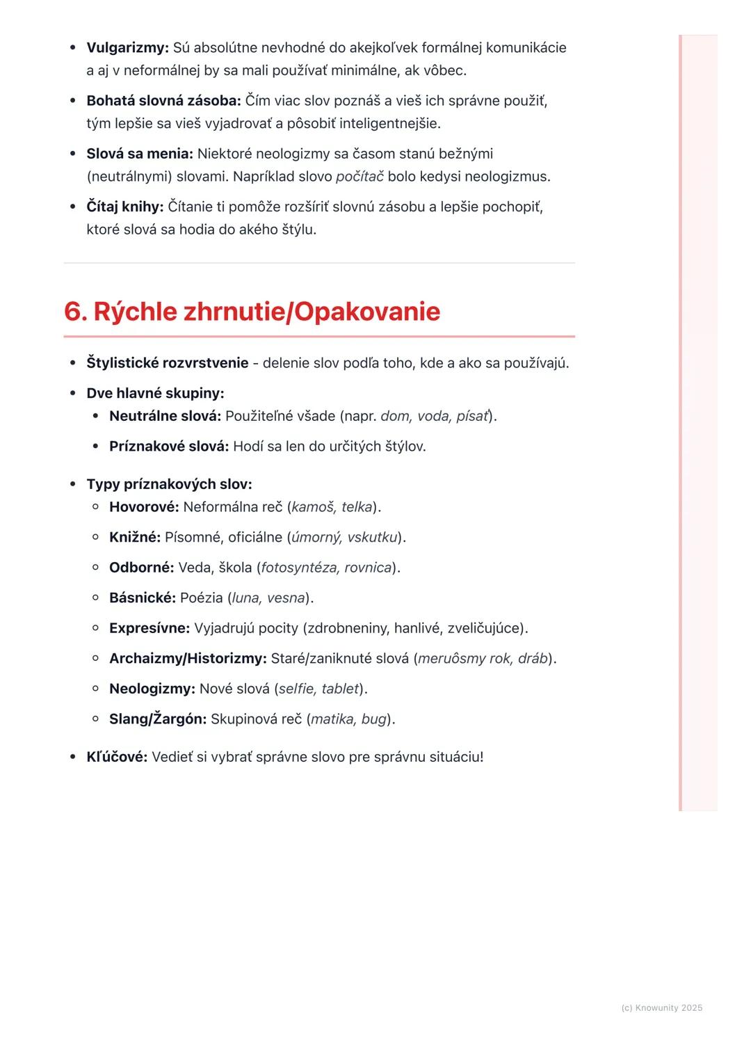 # Štylistické rozvrstvenie
slovnej zásoby

1. Prehľad

Štylistické rozvrstvenie slovnej zásoby je o tom, ako sa slová v našom jazyku
delia p