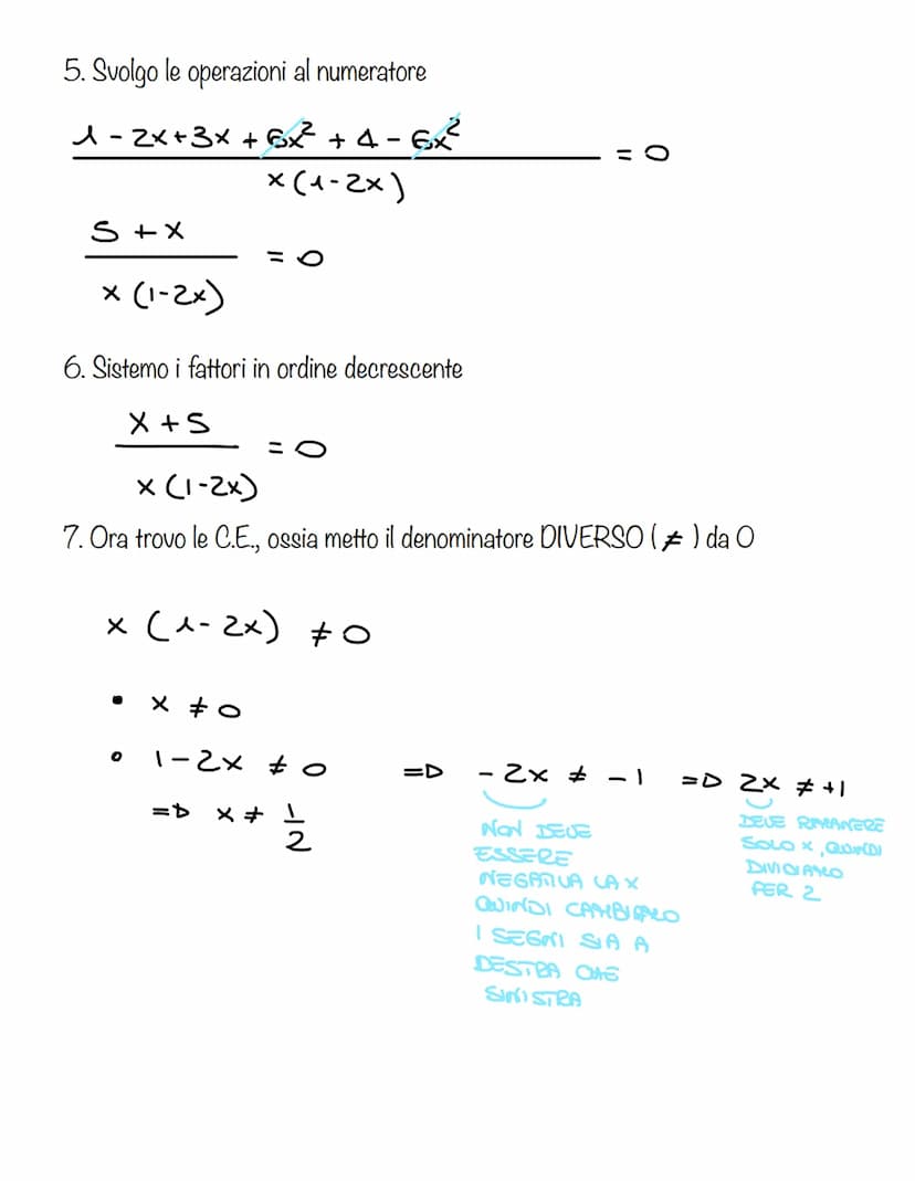 ES.
1 + 3x
+
1+3x
X
O
Equazioni fratte
X
1
1. Porto tutto a sinistra ponendo l'equazione fratta uguale a zero
4
x-2x² 2x
+
4
x-2x²
6x
• Camb